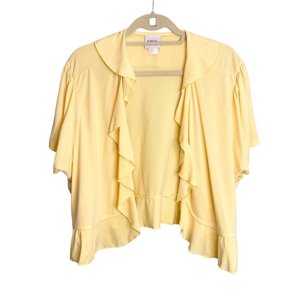 Vintage BFA Classics Yellow Open Front Shrug Cardi Size 3X